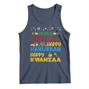 Celebrate All Holidays Merry Christmas Hanukkah Kwanzaa Gift Tank Top TS12 Navy Print Your Wear