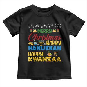 Celebrate All Holidays Merry Christmas Hanukkah Kwanzaa Gift Toddler T Shirt TS12 Black Print Your Wear
