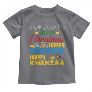 Celebrate All Holidays Merry Christmas Hanukkah Kwanzaa Gift Toddler T Shirt TS12 Charcoal Print Your Wear