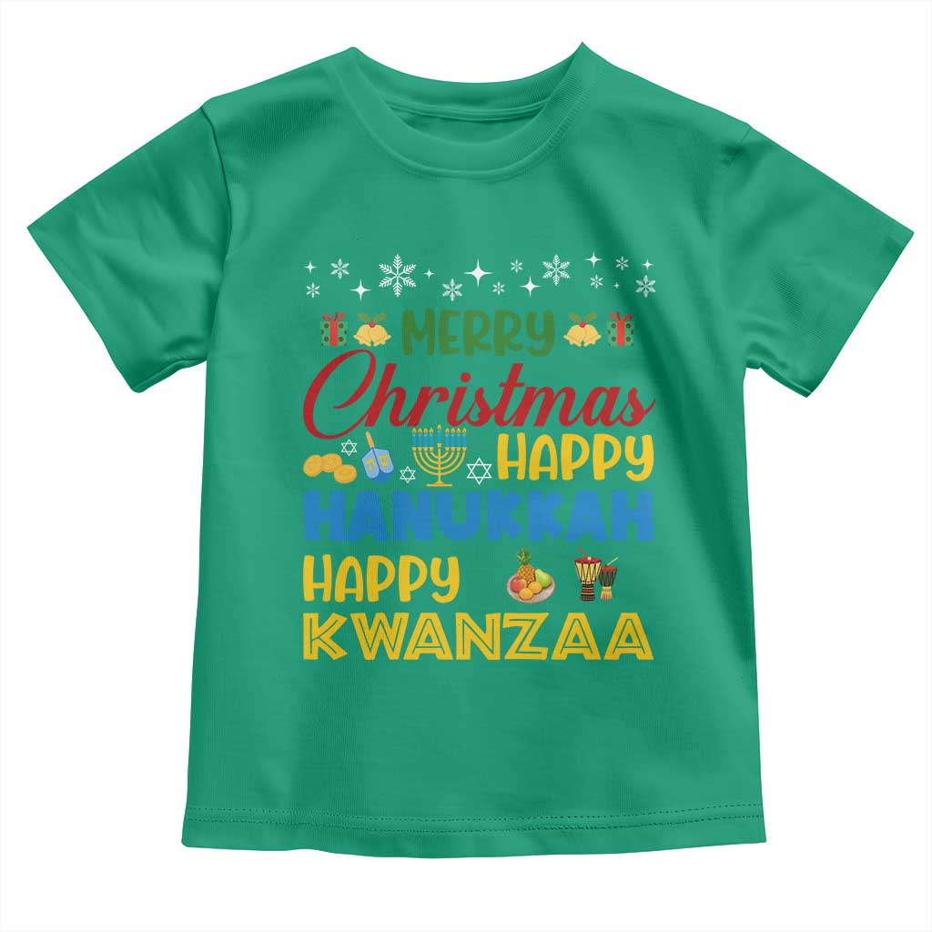 Celebrate All Holidays Merry Christmas Hanukkah Kwanzaa Gift Toddler T Shirt TS12 Irish Green Print Your Wear