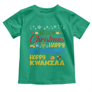 Celebrate All Holidays Merry Christmas Hanukkah Kwanzaa Gift Toddler T Shirt TS12 Irish Green Print Your Wear