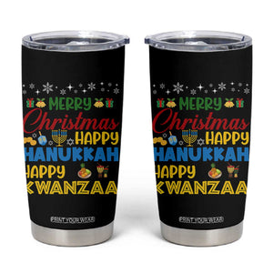 Celebrate All Holidays Merry Christmas Hanukkah Kwanzaa Gift Tumbler Cup TS12 Black Print Your Wear