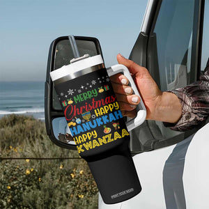 Celebrate All Holidays Merry Christmas Hanukkah Kwanzaa Gift Tumbler With Handle TS12 Print Your Wear