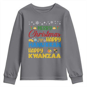Celebrate All Holidays Merry Christmas Hanukkah Kwanzaa Gift Youth Sweatshirt TS12 Charcoal Print Your Wear