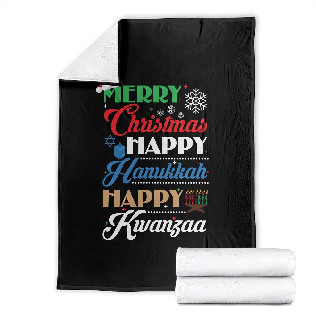 Funny Christmas Hanukkah Kwanzaa Throw Blanket December Holiday Gift TS12 Black Print Your Wear