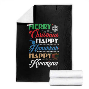 Funny Christmas Hanukkah Kwanzaa Throw Blanket December Holiday Gift TS12 Black Print Your Wear