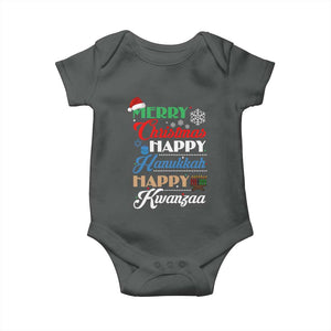 Funny Christmas Hanukkah Kwanzaa Baby Onesie December Holiday Gift TS12 Dark Heather Print Your Wear