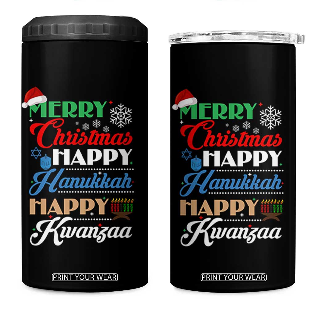 Funny Christmas Hanukkah Kwanzaa 4 in 1 Can Cooler Tumbler December Holiday Gift TS12 One Size: 16 oz Black Print Your Wear
