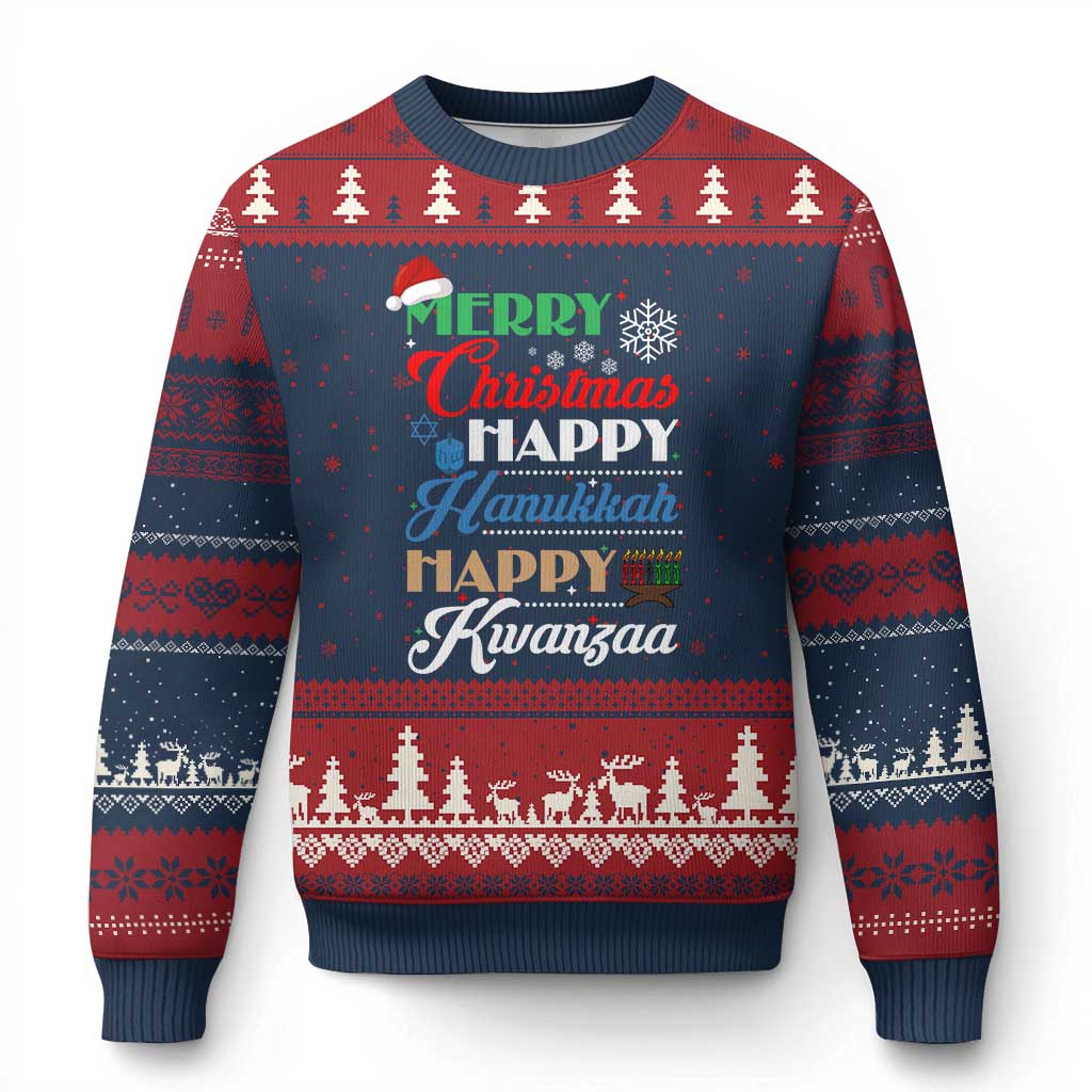 Funny Xmas Hanukkah Kwanzaa Ugly Christmas Sweater December Holiday Gift TS12 Navy Red Print Your Wear