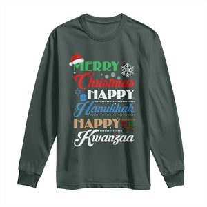 Funny Christmas Hanukkah Kwanzaa Long Sleeve Shirt December Holiday Gift TS12 Dark Forest Green Print Your Wear