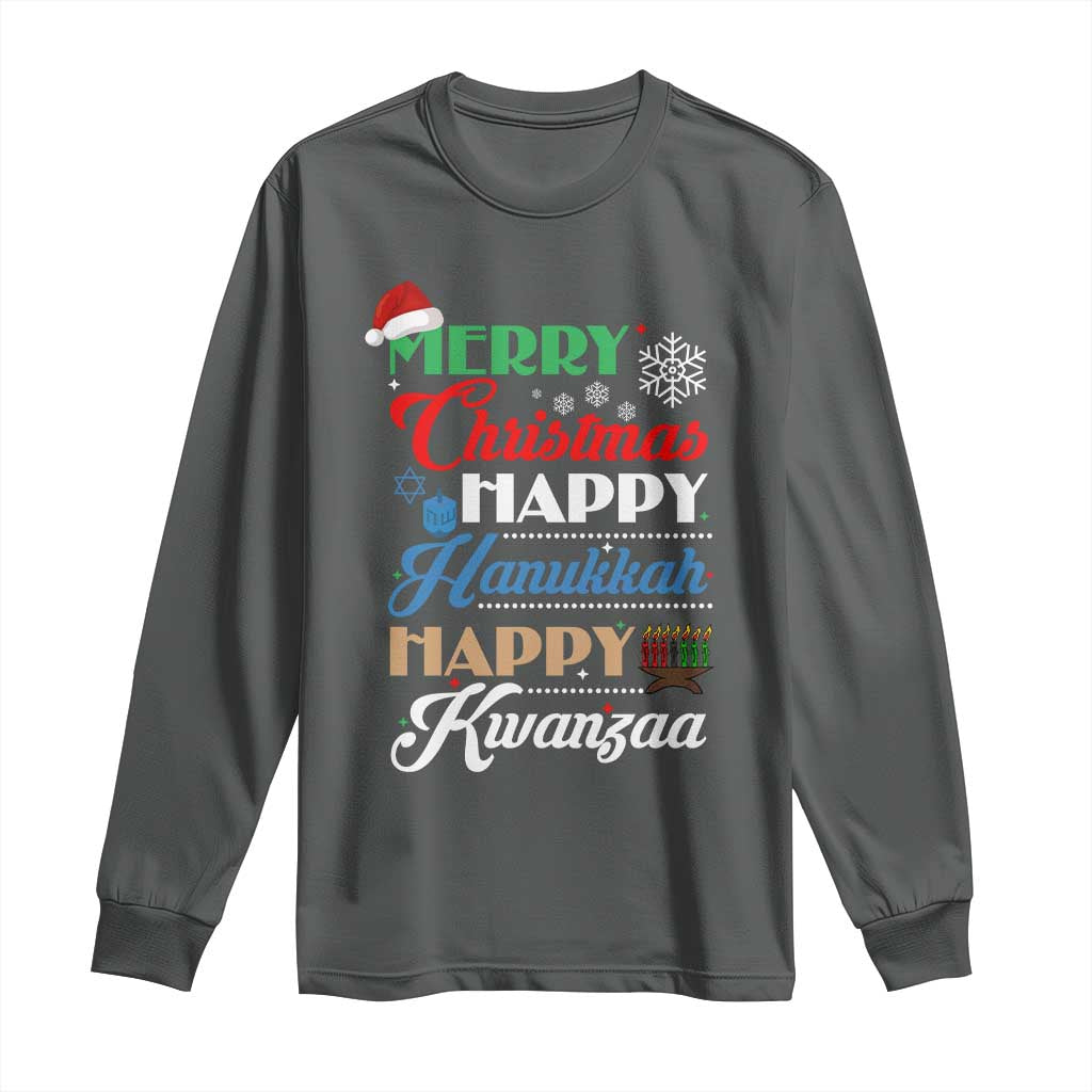 Funny Christmas Hanukkah Kwanzaa Long Sleeve Shirt December Holiday Gift TS12 Dark Heather Print Your Wear