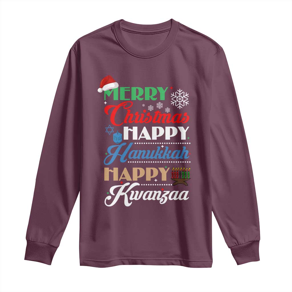 Funny Christmas Hanukkah Kwanzaa Long Sleeve Shirt December Holiday Gift TS12 Maroon Print Your Wear
