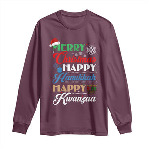 Funny Christmas Hanukkah Kwanzaa Long Sleeve Shirt December Holiday Gift TS12 Maroon Print Your Wear
