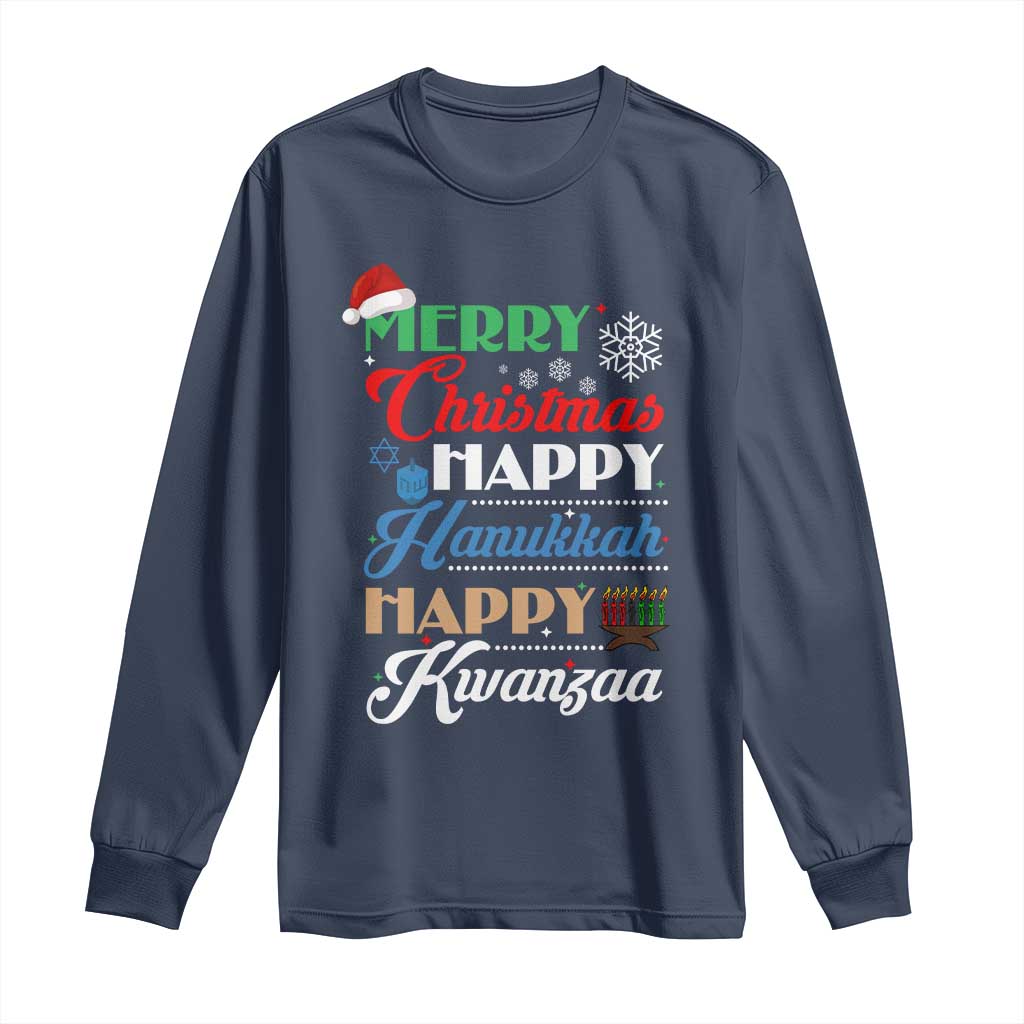 Funny Christmas Hanukkah Kwanzaa Long Sleeve Shirt December Holiday Gift TS12 Navy Print Your Wear