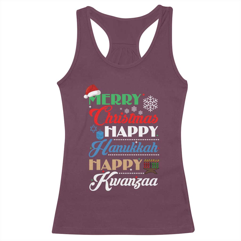 Funny Christmas Hanukkah Kwanzaa Racerback Tank Top December Holiday Gift TS12 Maroon Print Your Wear