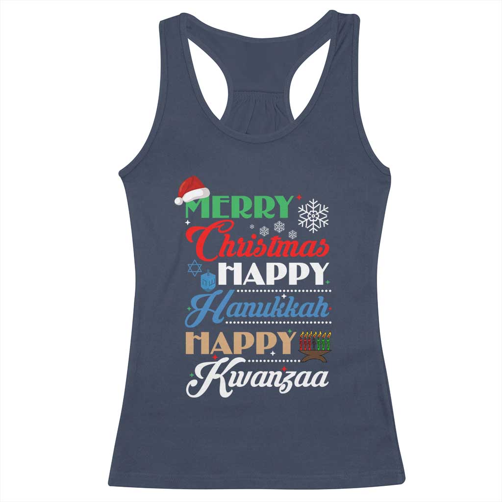 Funny Christmas Hanukkah Kwanzaa Racerback Tank Top December Holiday Gift TS12 Navy Print Your Wear