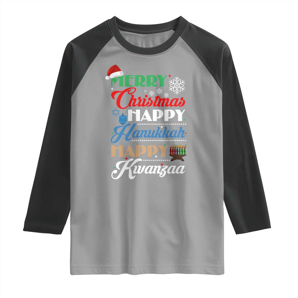 Funny Christmas Hanukkah Kwanzaa Raglan Shirt December Holiday Gift TS12 Sport Gray Black Print Your Wear