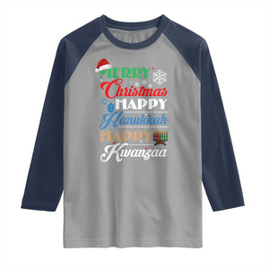 Funny Christmas Hanukkah Kwanzaa Raglan Shirt December Holiday Gift TS12 Sport Gray Navy Print Your Wear