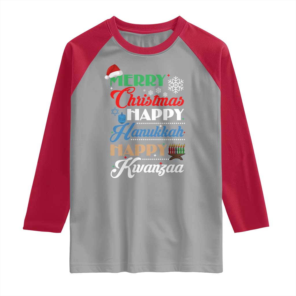 Funny Christmas Hanukkah Kwanzaa Raglan Shirt December Holiday Gift TS12 Sport Gray Red Print Your Wear