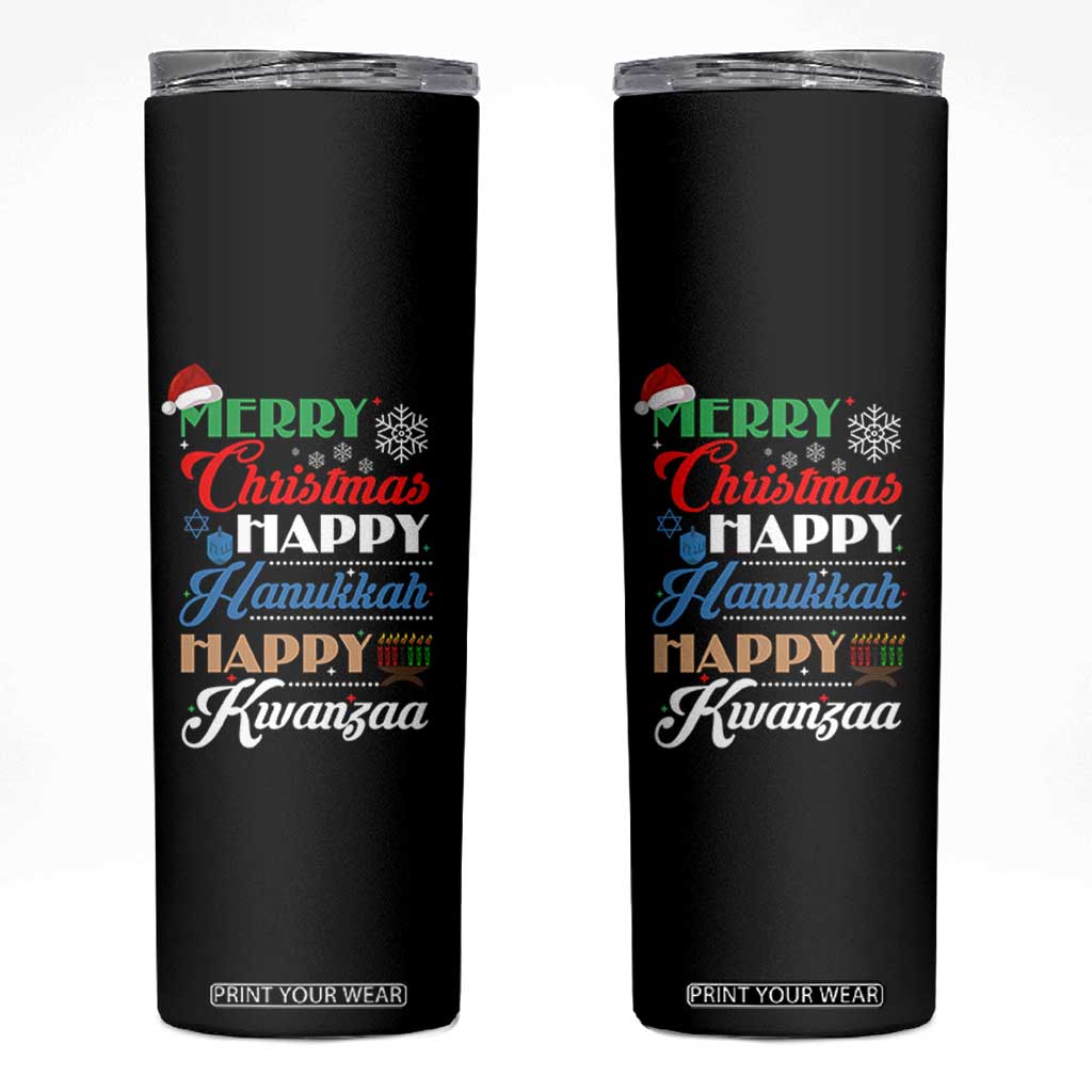 Funny Christmas Hanukkah Kwanzaa Skinny Tumbler December Holiday Gift TS12 Black Print Your Wear