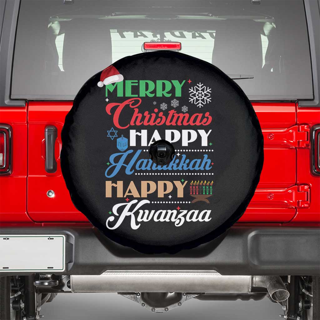Funny Christmas Hanukkah Kwanzaa Spare Tire Cover December Holiday Gift TS12 Black Print Your Wear