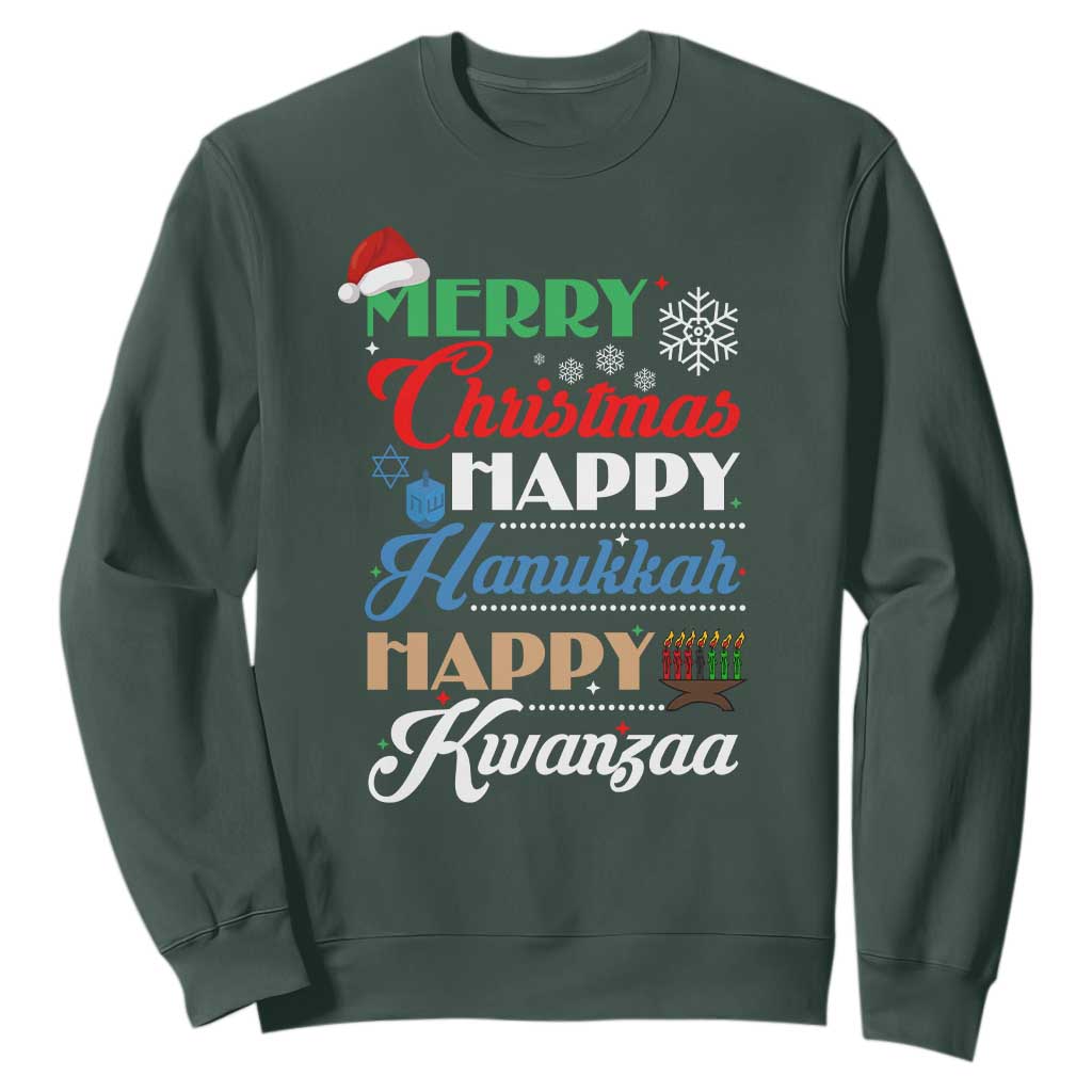 Funny Christmas Hanukkah Kwanzaa Sweatshirt December Holiday Gift TS12 Dark Forest Green Print Your Wear