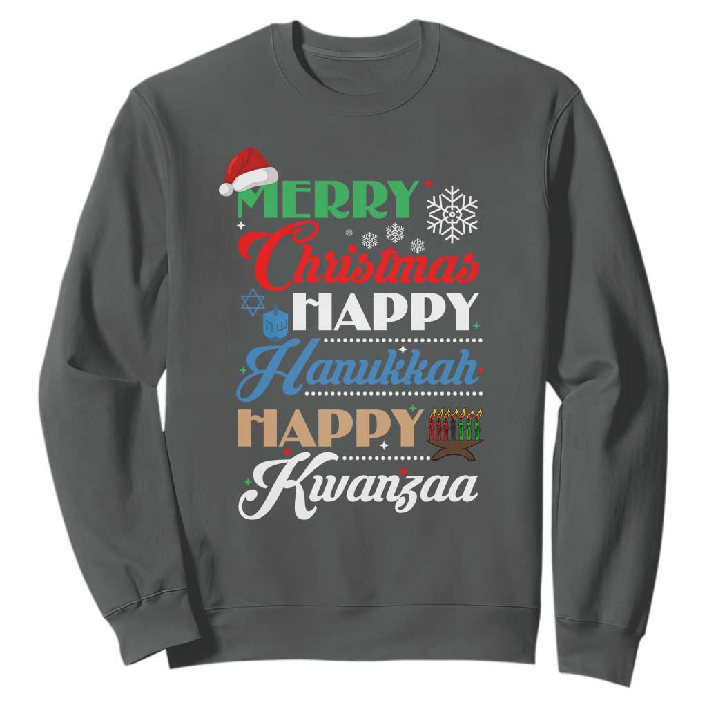 Funny Christmas Hanukkah Kwanzaa Sweatshirt December Holiday Gift TS12 Dark Heather Print Your Wear