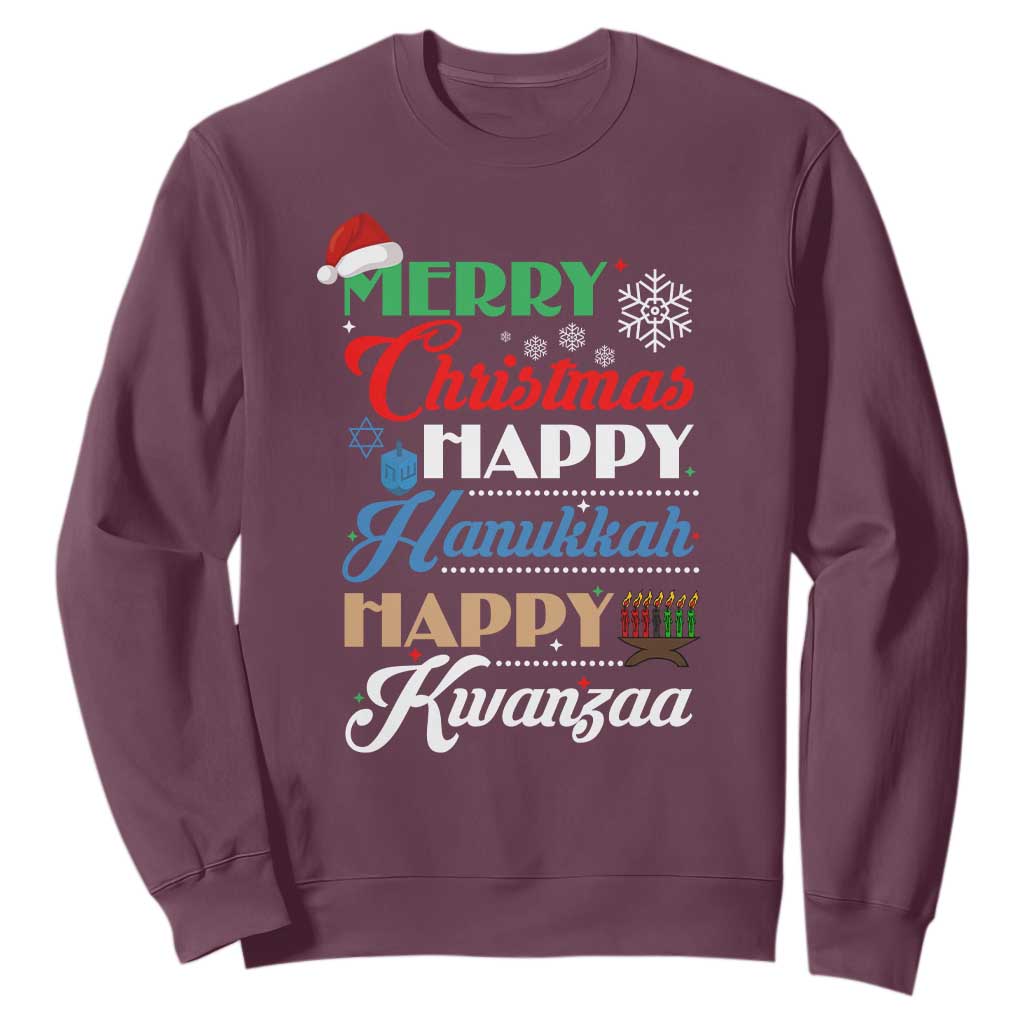 Funny Christmas Hanukkah Kwanzaa Sweatshirt December Holiday Gift TS12 Maroon Print Your Wear