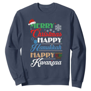Funny Christmas Hanukkah Kwanzaa Sweatshirt December Holiday Gift TS12 Navy Print Your Wear