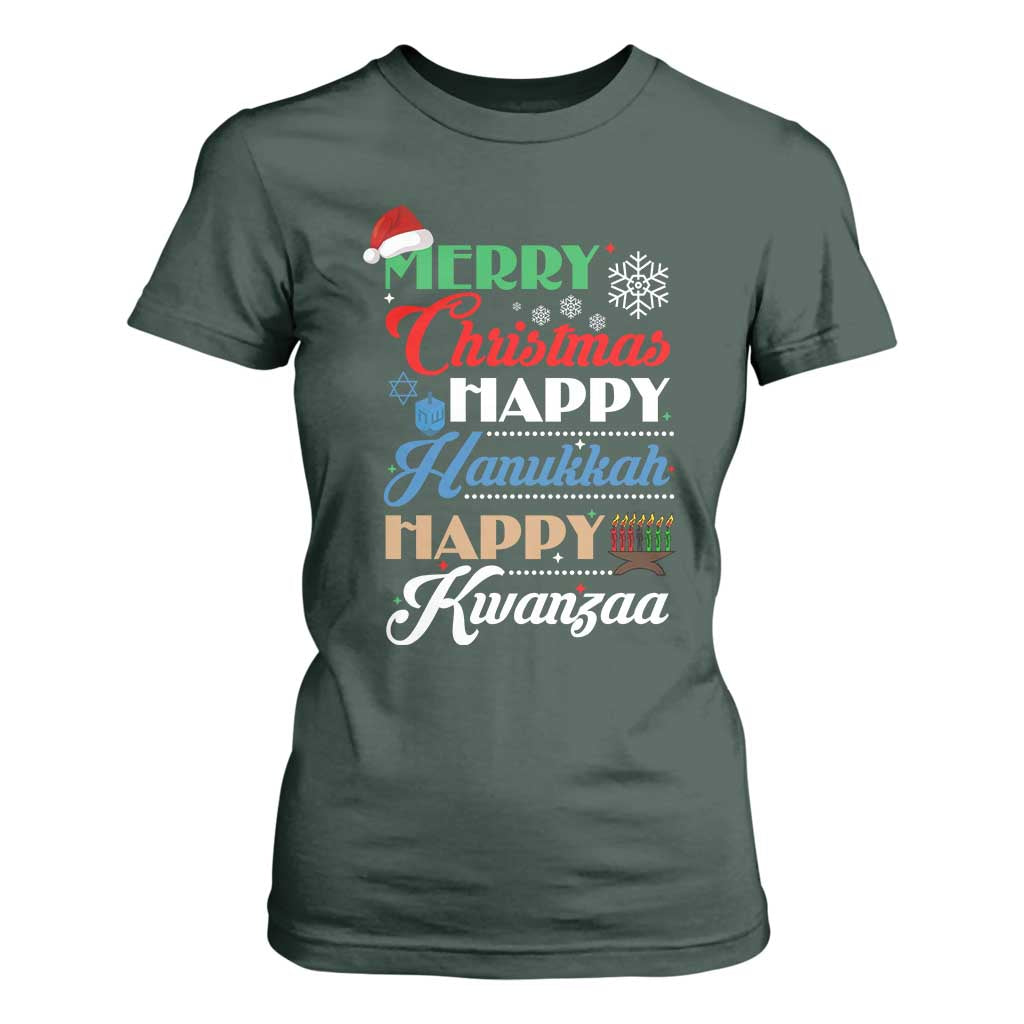 Funny Christmas Hanukkah Kwanzaa T Shirt For Women December Holiday Gift TS12 Dark Forest Green Print Your Wear