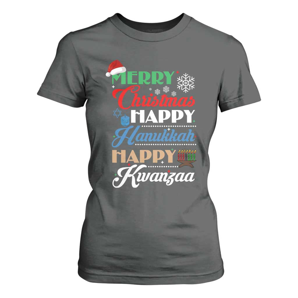 Funny Christmas Hanukkah Kwanzaa T Shirt For Women December Holiday Gift TS12 Dark Heather Print Your Wear