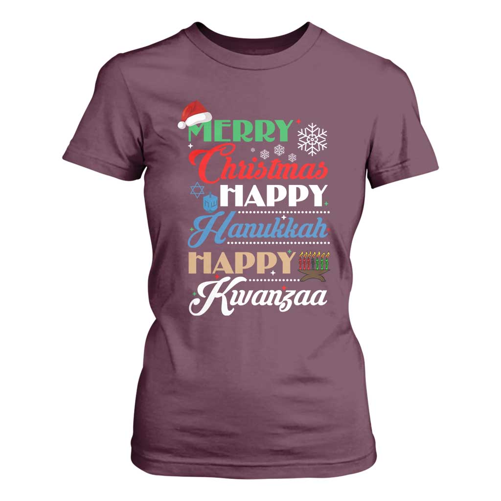 Funny Christmas Hanukkah Kwanzaa T Shirt For Women December Holiday Gift TS12 Maroon Print Your Wear