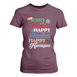 Funny Christmas Hanukkah Kwanzaa T Shirt For Women December Holiday Gift TS12 Maroon Print Your Wear