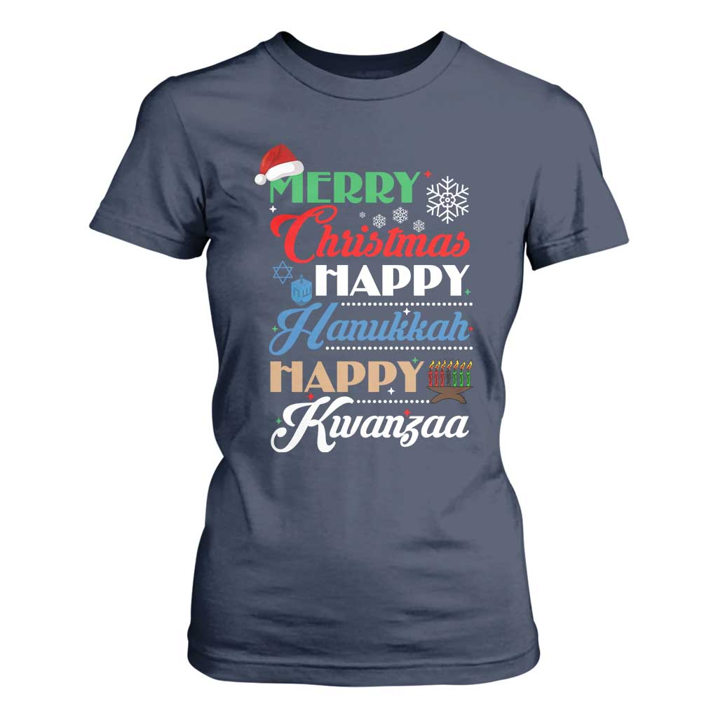 Funny Christmas Hanukkah Kwanzaa T Shirt For Women December Holiday Gift TS12 Navy Print Your Wear