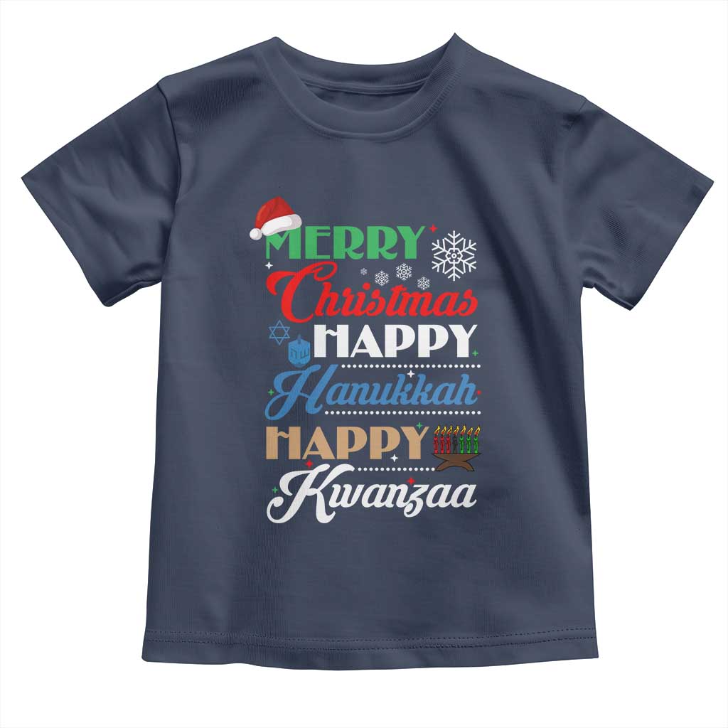 Funny Christmas Hanukkah Kwanzaa Toddler T Shirt December Holiday Gift TS12 Navy Print Your Wear