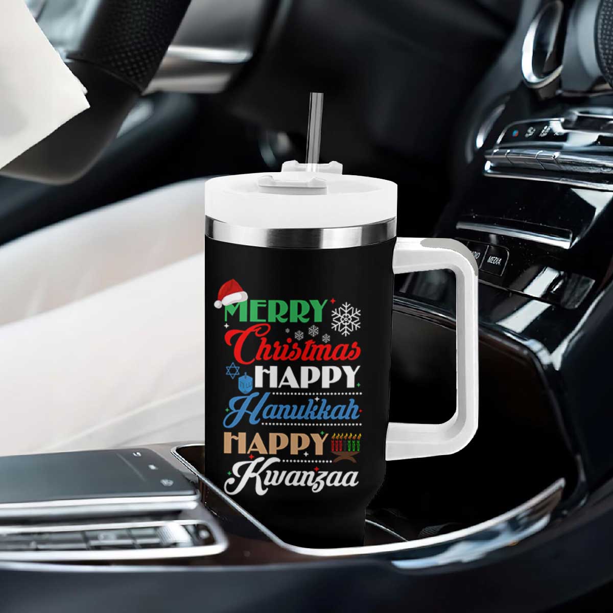 Funny Christmas Hanukkah Kwanzaa Tumbler With Handle December Holiday Gift TS12 Print Your Wear