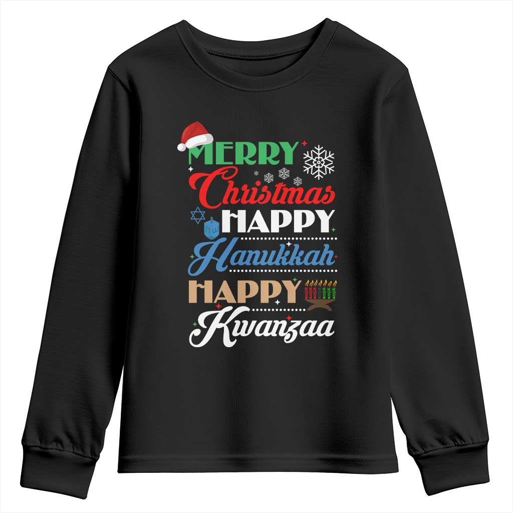 Funny Christmas Hanukkah Kwanzaa Youth Sweatshirt December Holiday Gift TS12 Black Print Your Wear