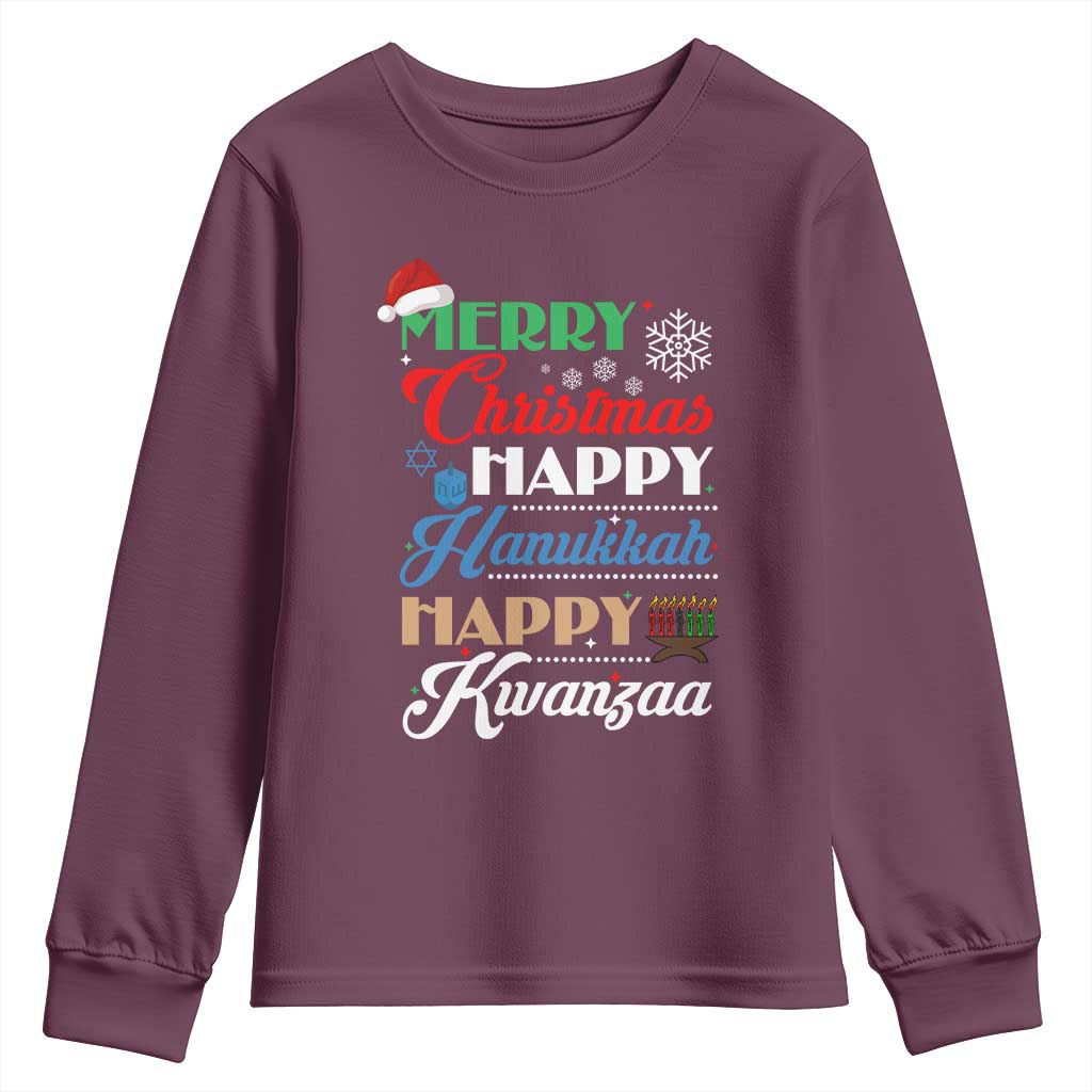Funny Christmas Hanukkah Kwanzaa Youth Sweatshirt December Holiday Gift TS12 Maroon Print Your Wear