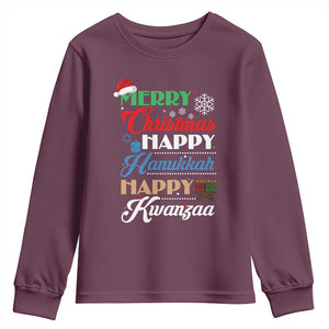 Funny Christmas Hanukkah Kwanzaa Youth Sweatshirt December Holiday Gift TS12 Maroon Print Your Wear