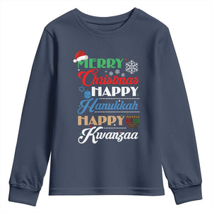 Funny Christmas Hanukkah Kwanzaa Youth Sweatshirt December Holiday Gift TS12 Navy Print Your Wear