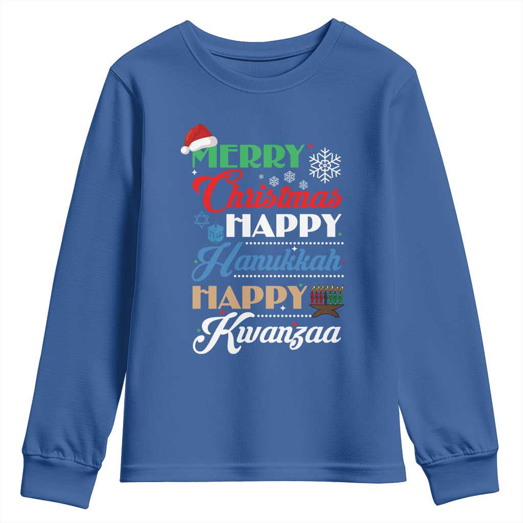 Funny Christmas Hanukkah Kwanzaa Youth Sweatshirt December Holiday Gift TS12 Royal Blue Print Your Wear
