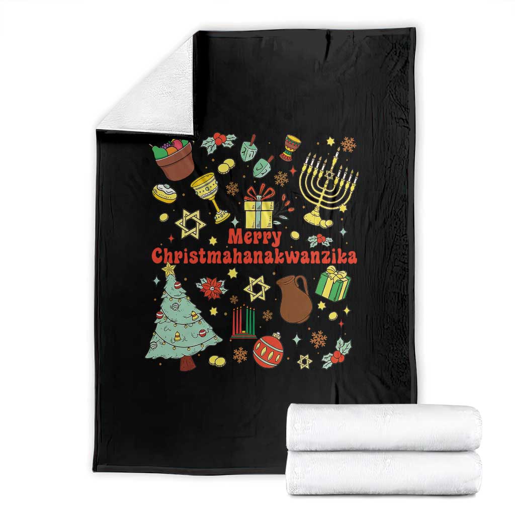 Merry Christmahanakwanzika Throw Blanket Funny Winter Holiday Gift TS12 Black Print Your Wear