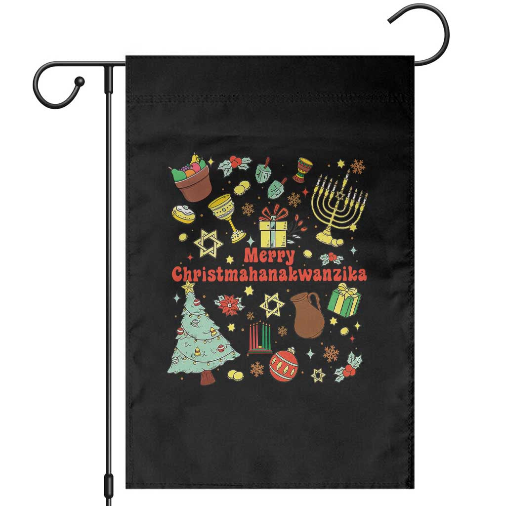 Merry Christmahanakwanzika Garden Flag Funny Winter Holiday Gift TS12 Black Print Your Wear