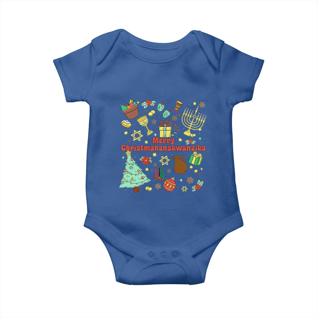 Merry Christmahanakwanzika Baby Onesie Funny Winter Holiday Gift TS12 Royal Blue Print Your Wear