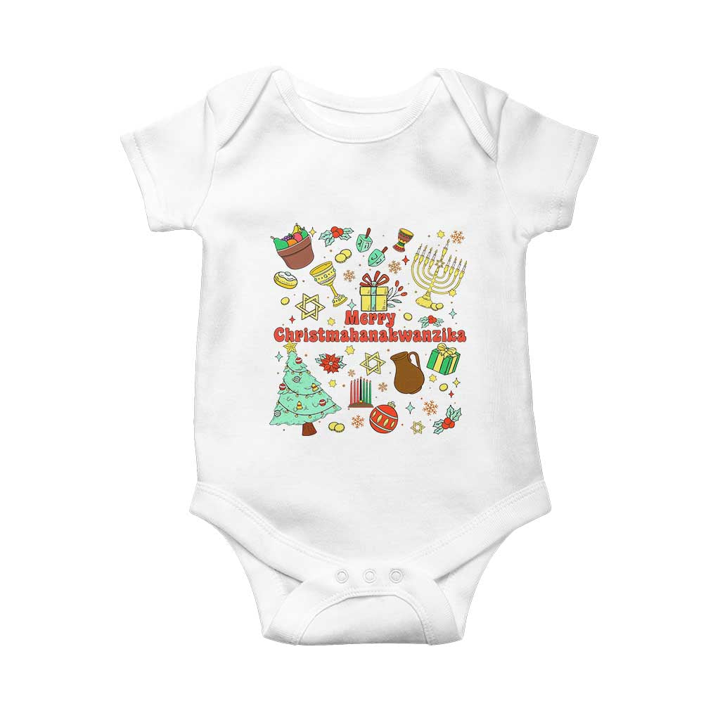 Merry Christmahanakwanzika Baby Onesie Funny Winter Holiday Gift TS12 White Print Your Wear