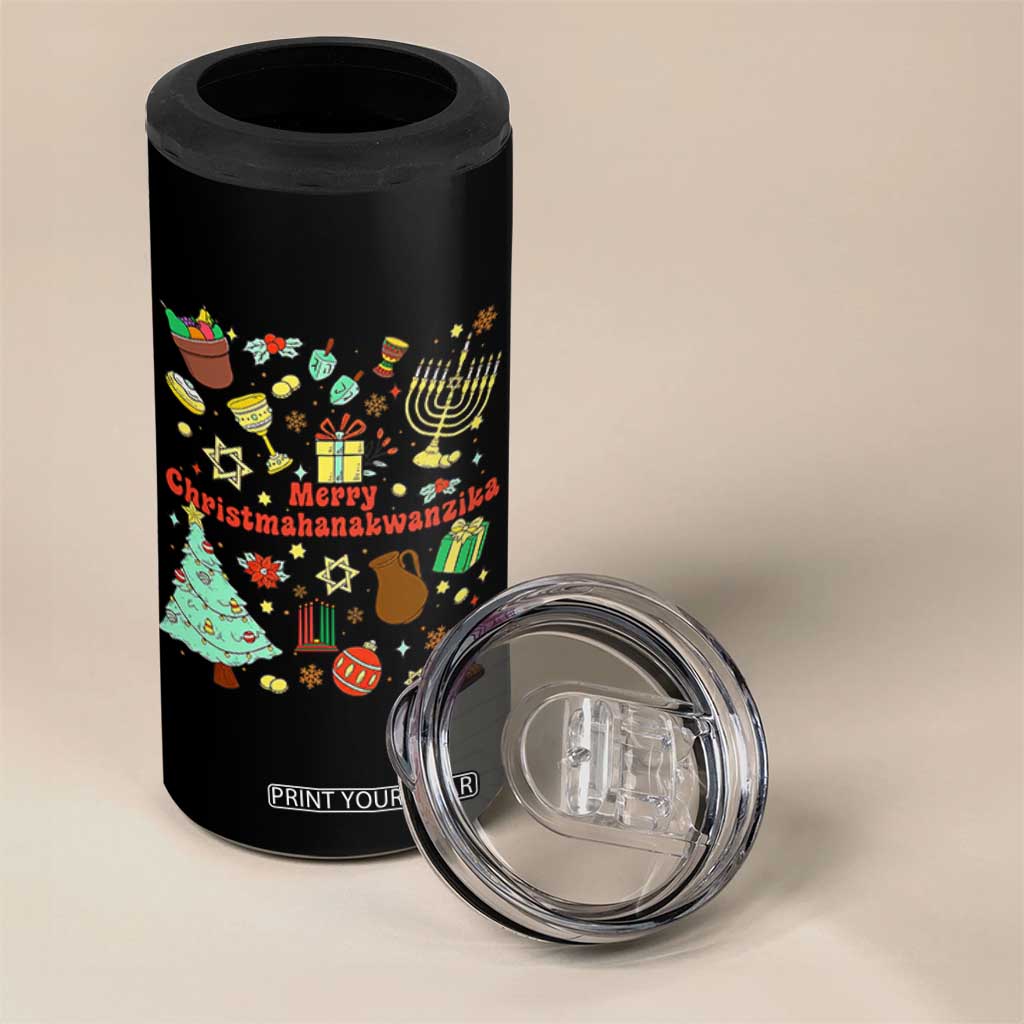 Merry Christmahanakwanzika 4 in 1 Can Cooler Tumbler Funny Winter Holiday Gift TS12 Print Your Wear