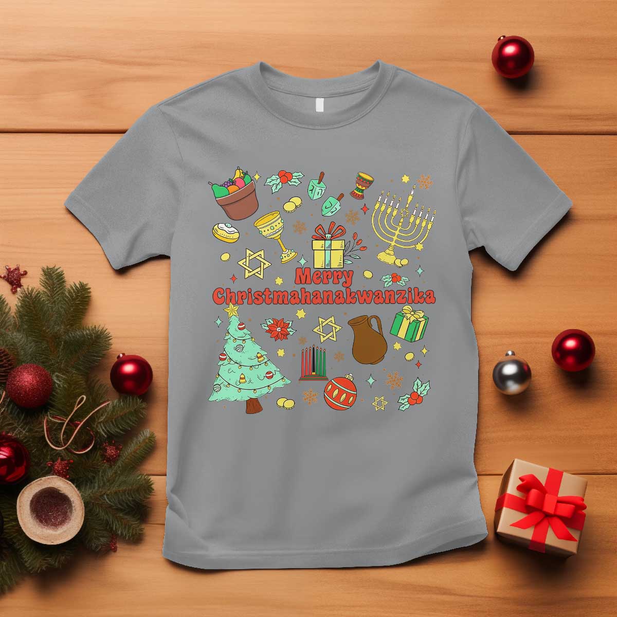 Merry Christmahanakwanzika T Shirt Funny Winter Holiday Gift TS12 Sport Gray Print Your Wear