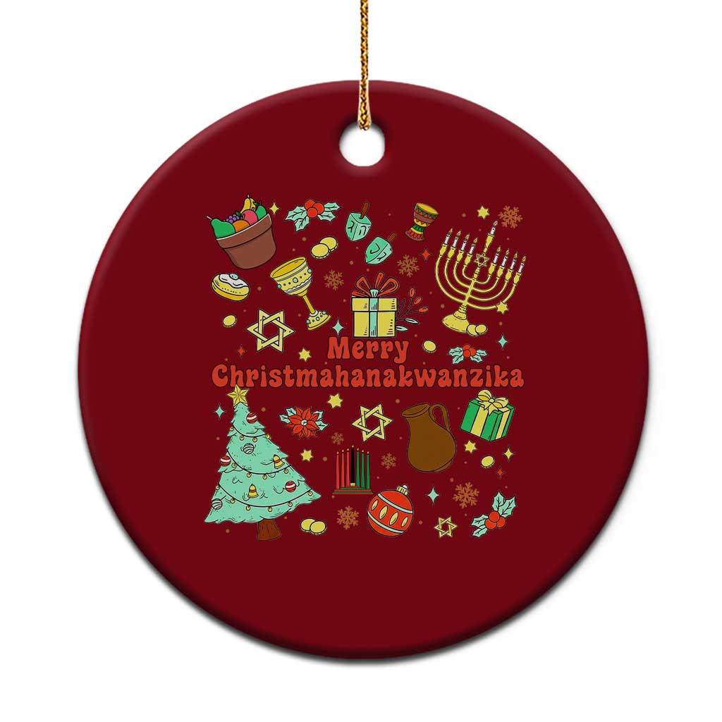 Merry Christmahanakwanzika Ceramic Ornament Funny Winter Holiday Gift TS12 1pc Red Print Your Wear