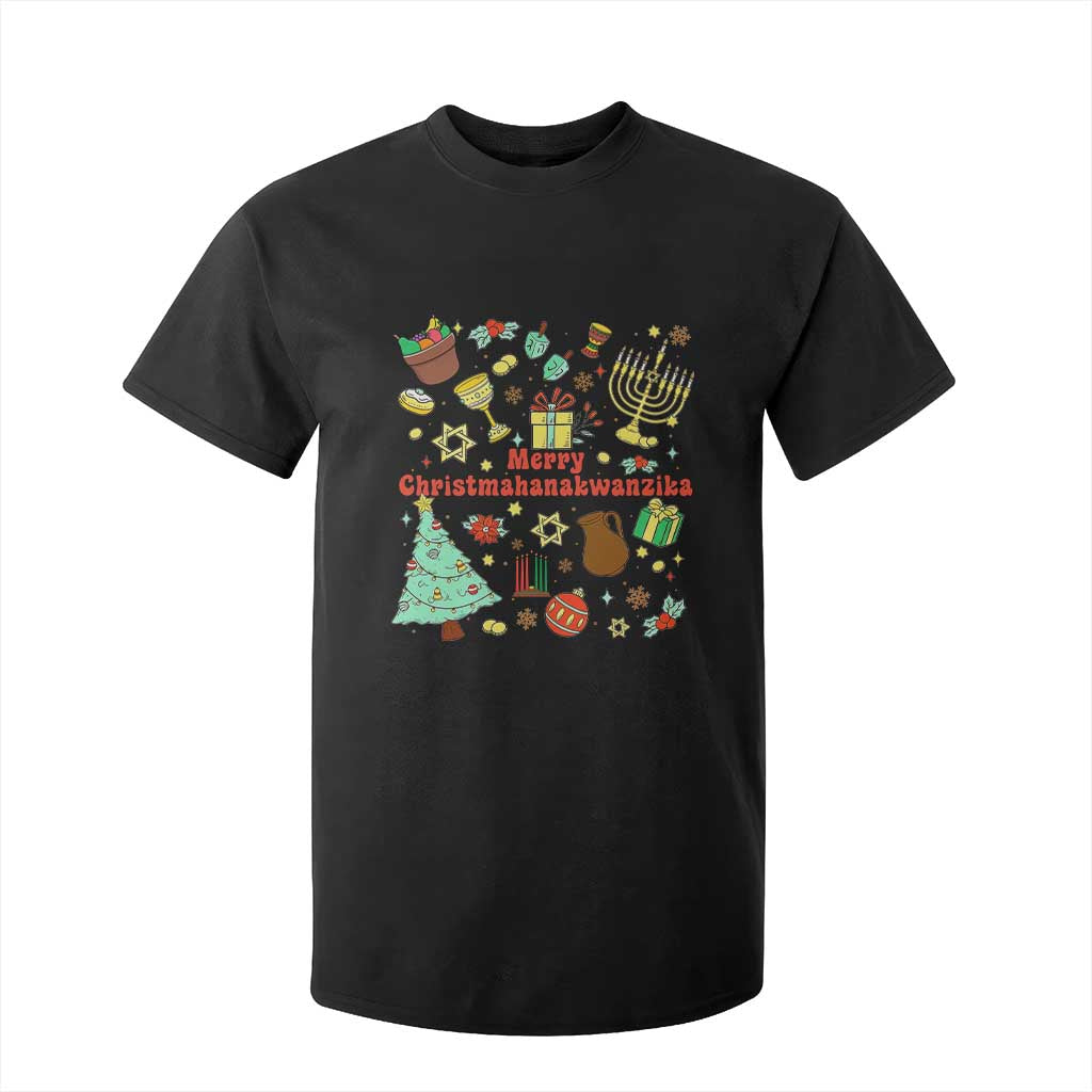 Merry Christmahanakwanzika T Shirt For Kid Funny Winter Holiday Gift TS12 Black Print Your Wear