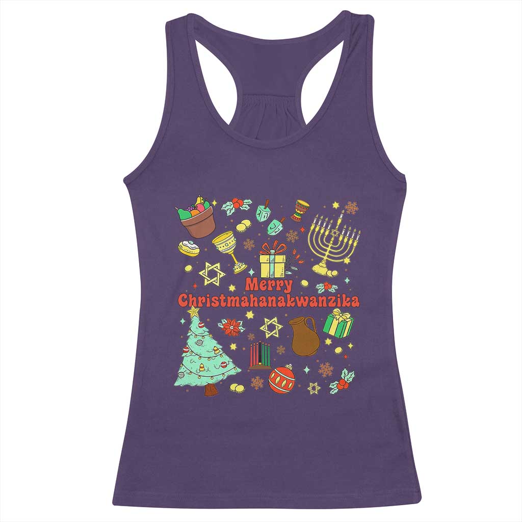 Merry Christmahanakwanzika Racerback Tank Top Funny Winter Holiday Gift TS12 Purple Print Your Wear